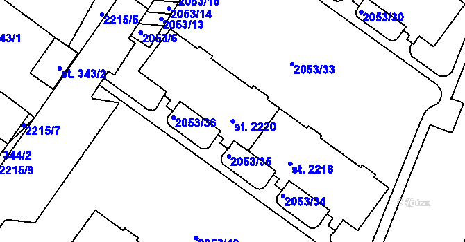 Parcela st. 2220 v KÚ Šumperk, Katastrální mapa