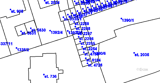 Parcela st. 2255 v KÚ Šumperk, Katastrální mapa