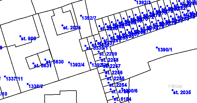 Parcela st. 2259 v KÚ Šumperk, Katastrální mapa