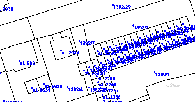 Parcela st. 2260 v KÚ Šumperk, Katastrální mapa