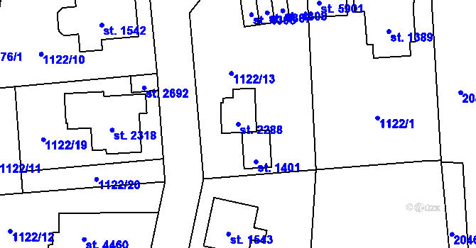 Parcela st. 2288 v KÚ Šumperk, Katastrální mapa
