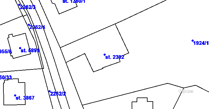Parcela st. 2302 v KÚ Šumperk, Katastrální mapa