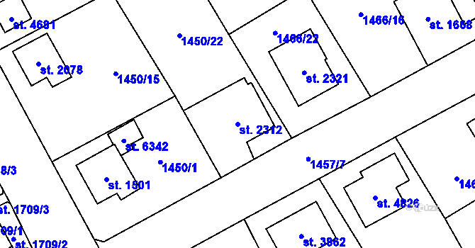 Parcela st. 2312 v KÚ Šumperk, Katastrální mapa
