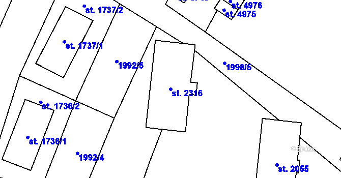 Parcela st. 2316 v KÚ Šumperk, Katastrální mapa
