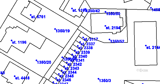 Parcela st. 2337 v KÚ Šumperk, Katastrální mapa