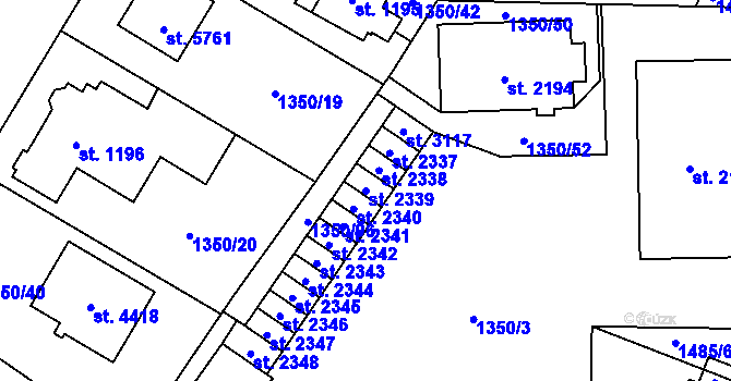 Parcela st. 2339 v KÚ Šumperk, Katastrální mapa