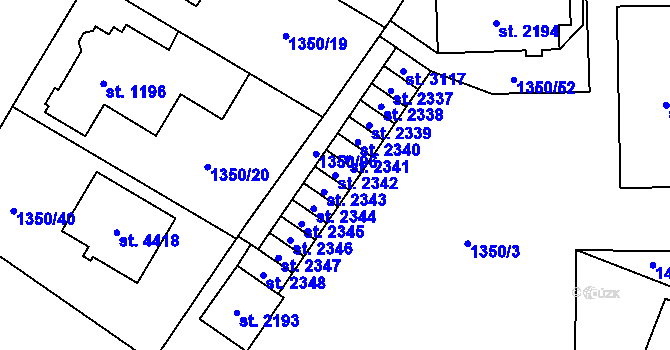 Parcela st. 2342 v KÚ Šumperk, Katastrální mapa
