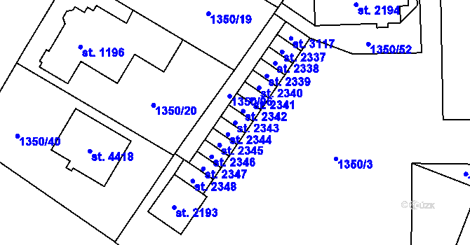 Parcela st. 2343 v KÚ Šumperk, Katastrální mapa
