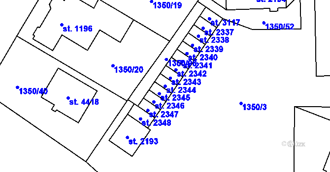 Parcela st. 2344 v KÚ Šumperk, Katastrální mapa