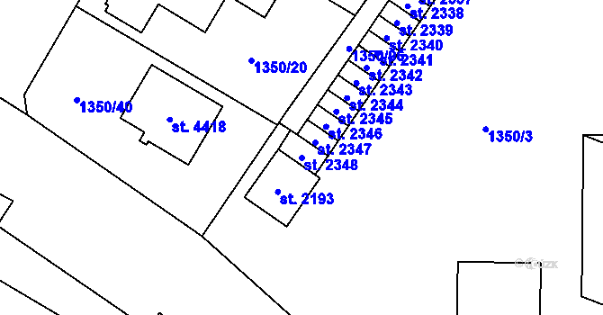 Parcela st. 2348 v KÚ Šumperk, Katastrální mapa