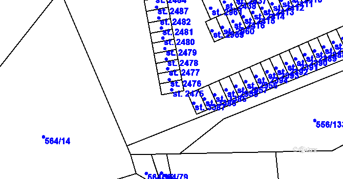Parcela st. 2475 v KÚ Šumperk, Katastrální mapa