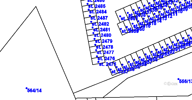 Parcela st. 2477 v KÚ Šumperk, Katastrální mapa