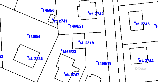 Parcela st. 2518 v KÚ Šumperk, Katastrální mapa