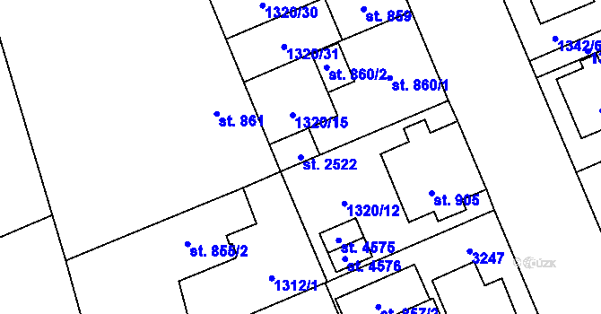 Parcela st. 2522 v KÚ Šumperk, Katastrální mapa