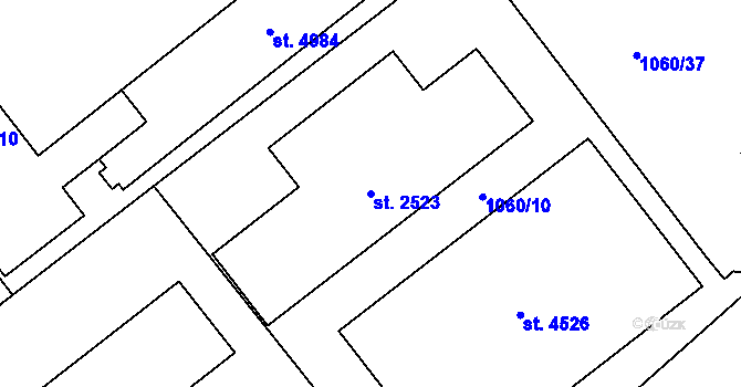 Parcela st. 2523 v KÚ Šumperk, Katastrální mapa