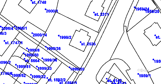 Parcela st. 2525 v KÚ Šumperk, Katastrální mapa