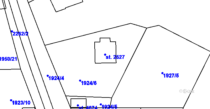 Parcela st. 2527 v KÚ Šumperk, Katastrální mapa