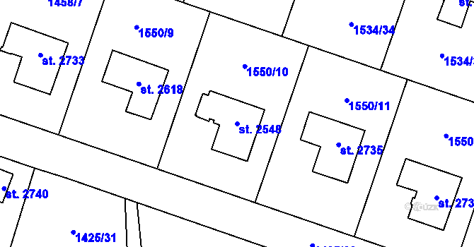 Parcela st. 2548 v KÚ Šumperk, Katastrální mapa