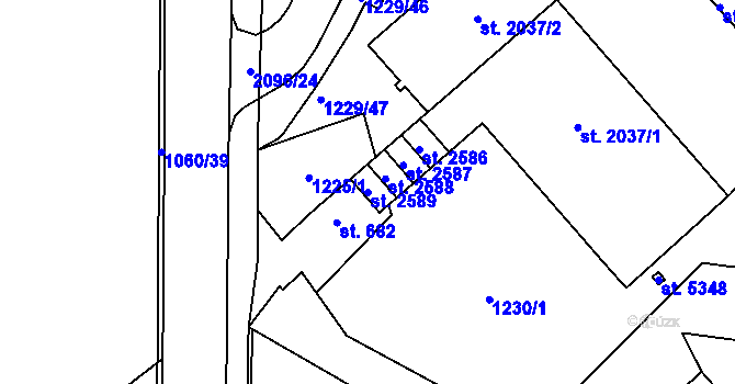 Parcela st. 2589 v KÚ Šumperk, Katastrální mapa
