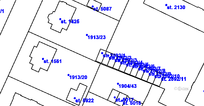 Parcela st. 2592/1 v KÚ Šumperk, Katastrální mapa