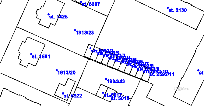 Parcela st. 2592/3 v KÚ Šumperk, Katastrální mapa