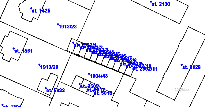 Parcela st. 2592/6 v KÚ Šumperk, Katastrální mapa