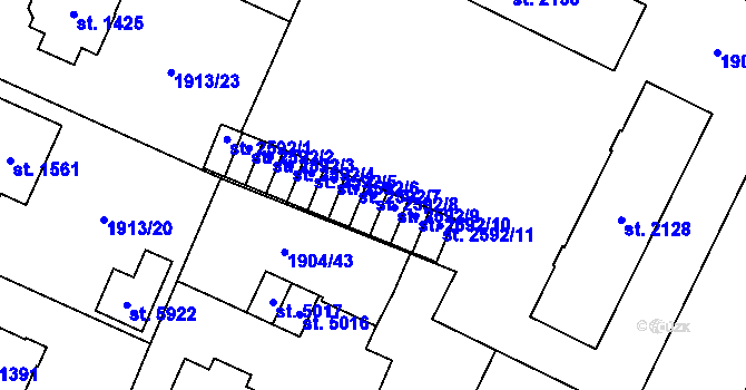 Parcela st. 2592/8 v KÚ Šumperk, Katastrální mapa