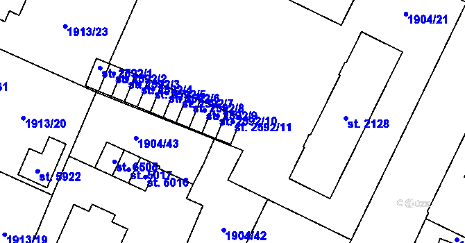 Parcela st. 2592/11 v KÚ Šumperk, Katastrální mapa