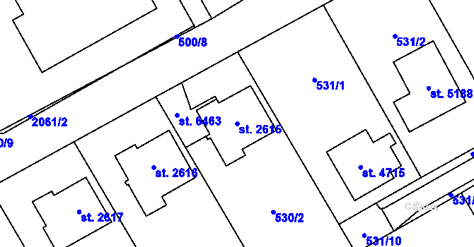 Parcela st. 2615 v KÚ Šumperk, Katastrální mapa