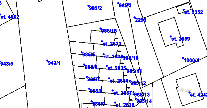 Parcela st. 2634 v KÚ Šumperk, Katastrální mapa