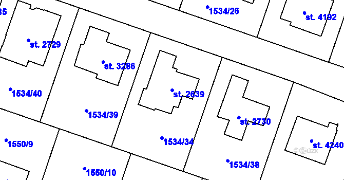 Parcela st. 2639 v KÚ Šumperk, Katastrální mapa