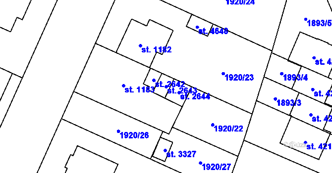 Parcela st. 2643 v KÚ Šumperk, Katastrální mapa
