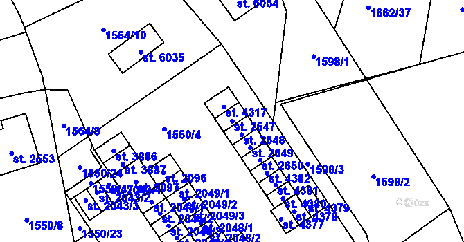 Parcela st. 2647 v KÚ Šumperk, Katastrální mapa