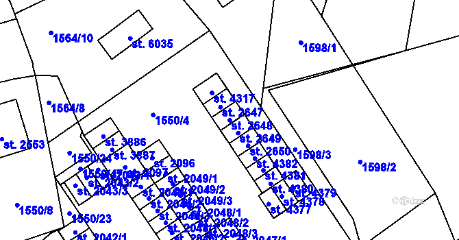 Parcela st. 2648 v KÚ Šumperk, Katastrální mapa