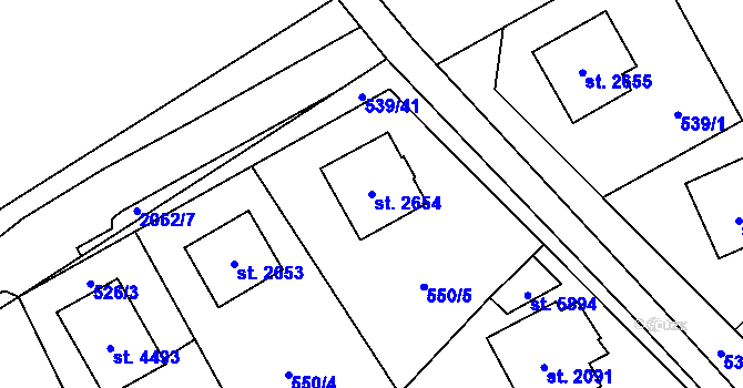 Parcela st. 2654 v KÚ Šumperk, Katastrální mapa