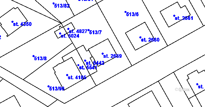 Parcela st. 2659 v KÚ Šumperk, Katastrální mapa