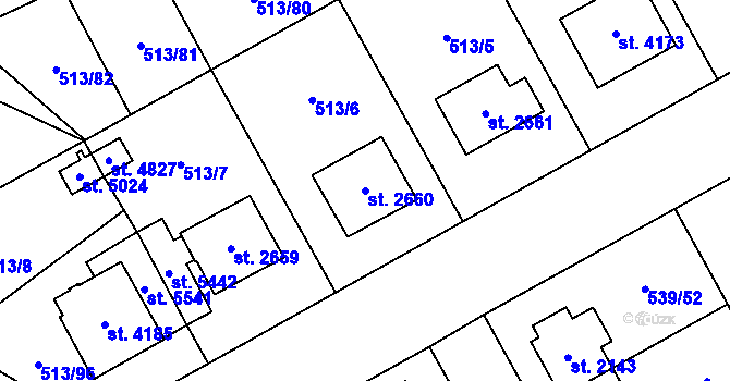 Parcela st. 2660 v KÚ Šumperk, Katastrální mapa