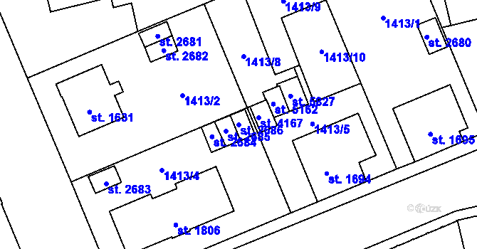 Parcela st. 2686 v KÚ Šumperk, Katastrální mapa