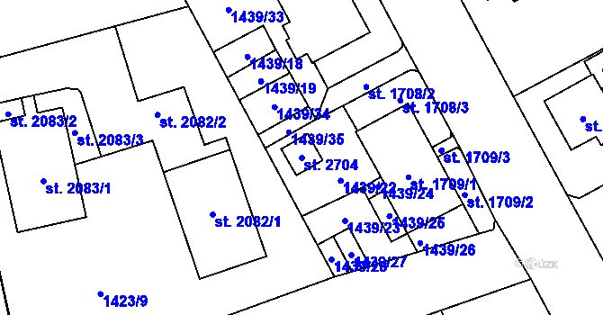 Parcela st. 2704 v KÚ Šumperk, Katastrální mapa