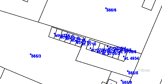 Parcela st. 2716 v KÚ Šumperk, Katastrální mapa