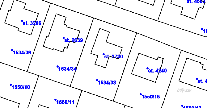 Parcela st. 2730 v KÚ Šumperk, Katastrální mapa