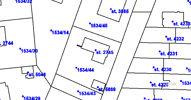 Parcela st. 2745 v KÚ Šumperk, Katastrální mapa