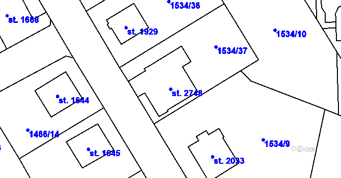 Parcela st. 2748 v KÚ Šumperk, Katastrální mapa
