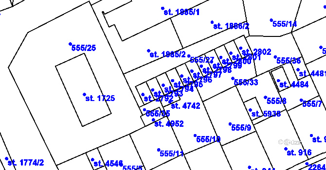 Parcela st. 2794 v KÚ Šumperk, Katastrální mapa