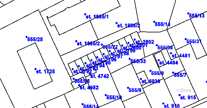 Parcela st. 2797 v KÚ Šumperk, Katastrální mapa
