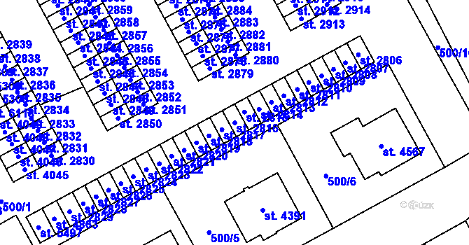 Parcela st. 2816 v KÚ Šumperk, Katastrální mapa