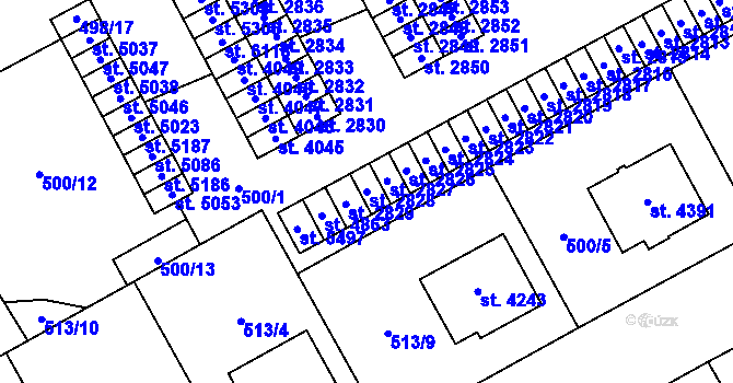 Parcela st. 2828 v KÚ Šumperk, Katastrální mapa