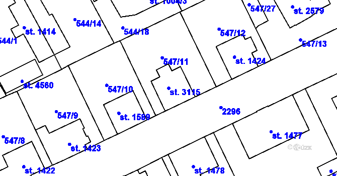Parcela st. 3115 v KÚ Šumperk, Katastrální mapa