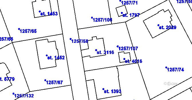 Parcela st. 3116 v KÚ Šumperk, Katastrální mapa