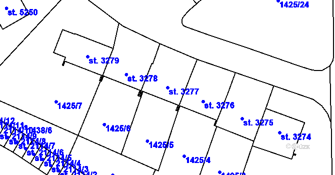 Parcela st. 3277 v KÚ Šumperk, Katastrální mapa